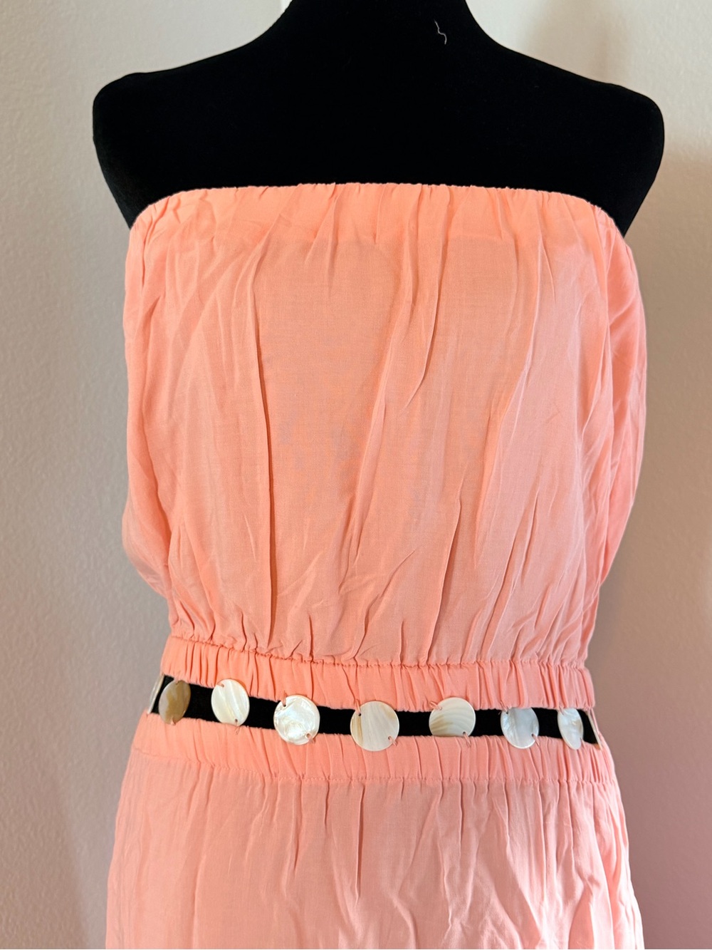 Strapless Coral Summer Dress